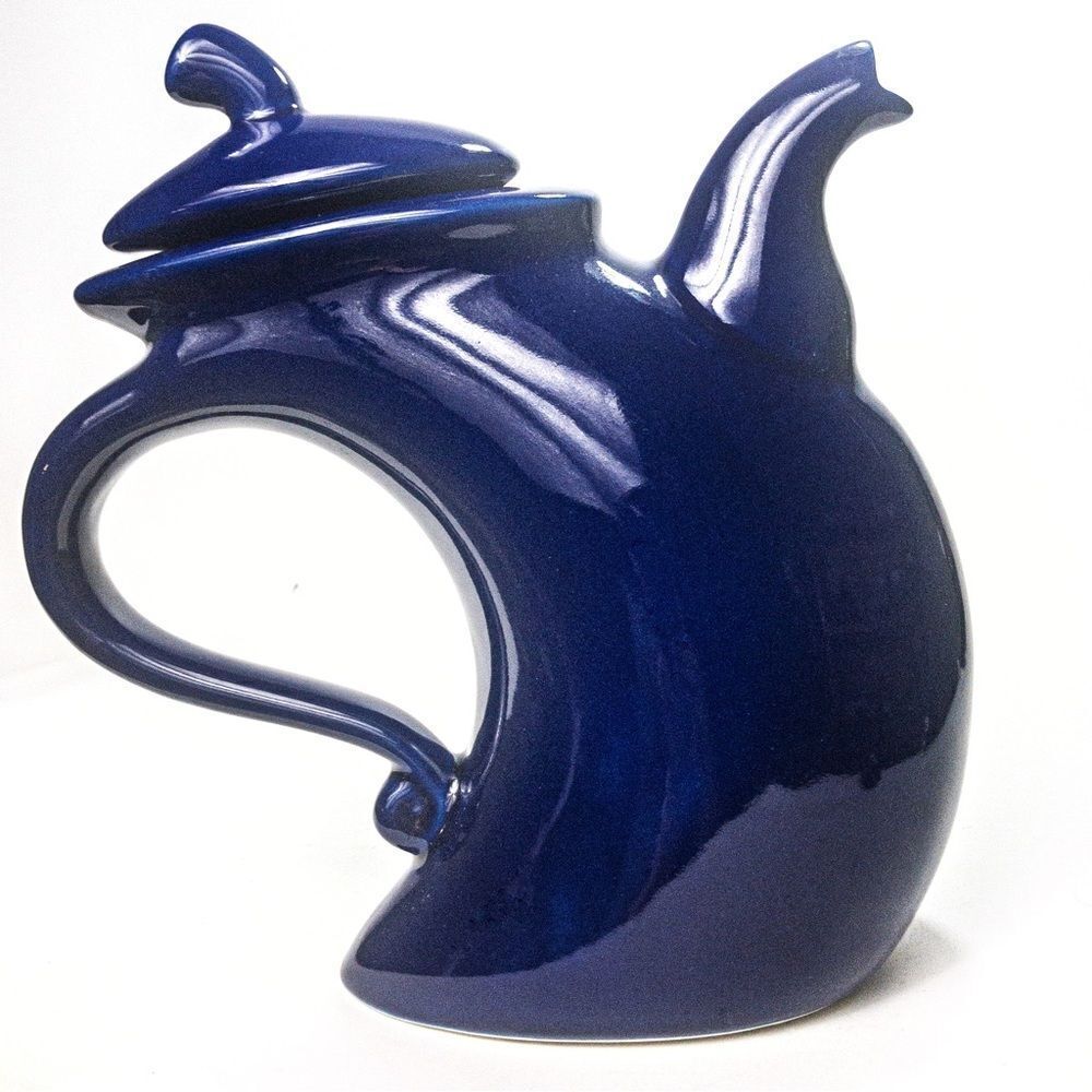 Michael Lambert ‘Struttin’ Dancing Teapot Signed Large Cobalt Blue Ceramic
